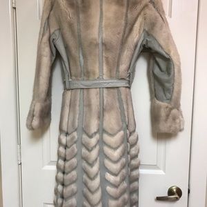 Mink and Grey Leather Coat